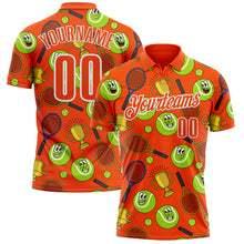 Load image into Gallery viewer, Custom Orange White 3D Tennis Performance Polo Shirt
