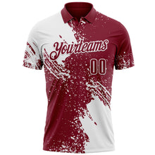 Load image into Gallery viewer, Custom White Crimson 3D Pattern Design Abstract Brush Stroke Performance Polo Shirt

