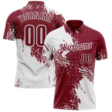 Load image into Gallery viewer, Custom White Crimson 3D Pattern Design Abstract Brush Stroke Performance Polo Shirt
