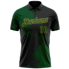 Load image into Gallery viewer, Custom Green Black-Old Gold 3D Pattern Design Abstract Brush Stroke Performance Polo Shirt
