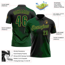 Load image into Gallery viewer, Custom Green Black-Old Gold 3D Pattern Design Abstract Brush Stroke Performance Polo Shirt
