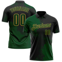 Load image into Gallery viewer, Custom Green Black-Old Gold 3D Pattern Design Abstract Brush Stroke Performance Polo Shirt
