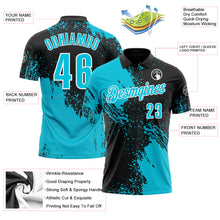 Load image into Gallery viewer, Custom Lakes Blue Black-White 3D Pattern Design Abstract Brush Stroke Performance Polo Shirt

