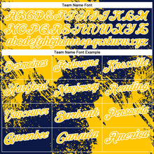 Load image into Gallery viewer, Custom Yellow Navy-White 3D Pattern Design Abstract Brush Stroke Performance Polo Shirt
