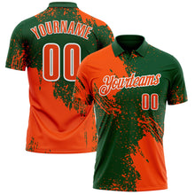Load image into Gallery viewer, Custom Orange Green-White 3D Pattern Design Abstract Brush Stroke Performance Polo Shirt
