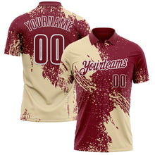 Load image into Gallery viewer, Custom Cream Crimson-White 3D Pattern Design Abstract Brush Stroke Performance Polo Shirt
