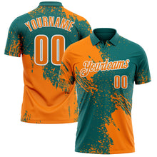 Load image into Gallery viewer, Custom Bay Orange Teal-White 3D Pattern Design Abstract Brush Stroke Performance Polo Shirt
