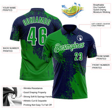 Load image into Gallery viewer, Custom Grass Green Navy-White 3D Pattern Design Abstract Brush Stroke Performance Polo Shirt

