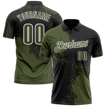 Load image into Gallery viewer, Custom Olive Black-White 3D Pattern Design Abstract Brush Stroke Performance Polo Shirt
