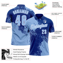 Load image into Gallery viewer, Custom Light Blue Royal-White 3D Pattern Design Abstract Brush Stroke Performance Polo Shirt
