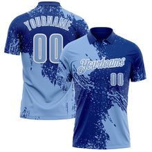 Load image into Gallery viewer, Custom Light Blue Royal-White 3D Pattern Design Abstract Brush Stroke Performance Polo Shirt
