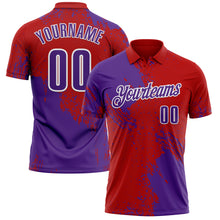 Load image into Gallery viewer, Custom Purple Red-White 3D Pattern Design Abstract Brush Stroke Performance Polo Shirt
