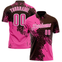 Load image into Gallery viewer, Custom Pink Brown-White 3D Pattern Design Abstract Brush Stroke Performance Polo Shirt

