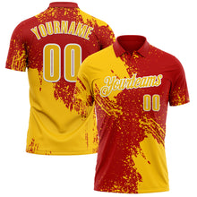 Load image into Gallery viewer, Custom Yellow Red-White 3D Pattern Design Abstract Brush Stroke Performance Polo Shirt
