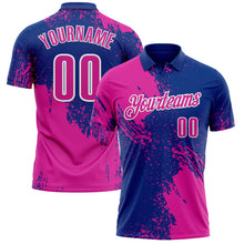 Load image into Gallery viewer, Custom Deep Pink Royal-White 3D Pattern Design Abstract Brush Stroke Performance Polo Shirt

