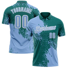 Load image into Gallery viewer, Custom Light Blue Teal-White 3D Pattern Design Abstract Brush Stroke Performance Polo Shirt
