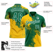 Load image into Gallery viewer, Custom Yellow Kelly Green-White 3D Pattern Design Abstract Brush Stroke Performance Polo Shirt
