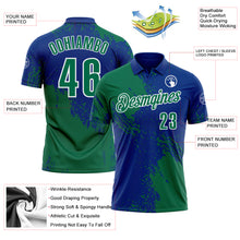 Load image into Gallery viewer, Custom Kelly Green Royal-White 3D Pattern Design Abstract Brush Stroke Performance Polo Shirt
