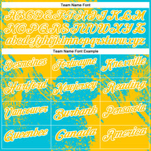 Load image into Gallery viewer, Custom Yellow Lakes Blue-White 3D Pattern Design Abstract Brush Stroke Performance Polo Shirt
