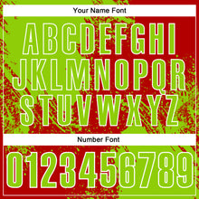 Load image into Gallery viewer, Custom Neon Green Red-White 3D Pattern Design Abstract Brush Stroke Performance Polo Shirt
