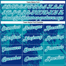 Load image into Gallery viewer, Custom Teal Royal-White 3D Pattern Design Abstract Brush Stroke Performance Polo Shirt
