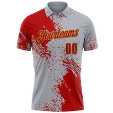 Load image into Gallery viewer, Custom Red Gray-Old Gold 3D Pattern Design Abstract Brush Stroke Performance Polo Shirt
