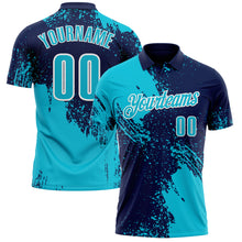 Load image into Gallery viewer, Custom Lakes Blue Navy-White 3D Pattern Design Abstract Brush Stroke Performance Polo Shirt
