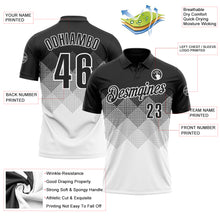 Load image into Gallery viewer, Custom Black White 3D Gradient Square Shape Performance Polo Shirt
