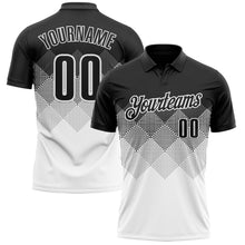 Load image into Gallery viewer, Custom Black White 3D Gradient Square Shape Performance Polo Shirt
