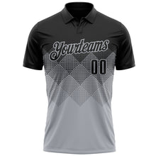 Load image into Gallery viewer, Custom Black Gray 3D Gradient Square Shape Performance Polo Shirt
