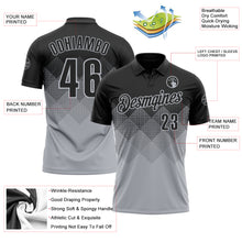 Load image into Gallery viewer, Custom Black Gray 3D Gradient Square Shape Performance Polo Shirt
