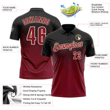 Load image into Gallery viewer, Custom Black Crimson-Cream 3D Gradient Square Shape Performance Polo Shirt
