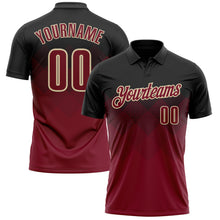 Load image into Gallery viewer, Custom Black Crimson-Cream 3D Gradient Square Shape Performance Polo Shirt
