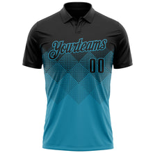 Load image into Gallery viewer, Custom Black Panther Blue 3D Gradient Square Shape Performance Polo Shirt
