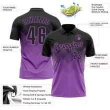 Load image into Gallery viewer, Custom Black Medium Purple 3D Gradient Square Shape Performance Polo Shirt
