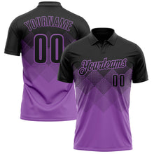 Load image into Gallery viewer, Custom Black Medium Purple 3D Gradient Square Shape Performance Polo Shirt

