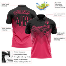 Load image into Gallery viewer, Custom Black Neon Pink 3D Gradient Square Shape Performance Polo Shirt
