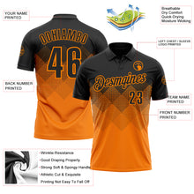 Load image into Gallery viewer, Custom Black Bay Orange 3D Gradient Square Shape Performance Polo Shirt
