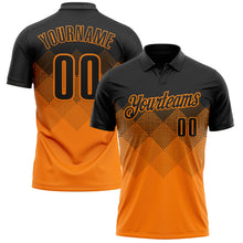 Load image into Gallery viewer, Custom Black Bay Orange 3D Gradient Square Shape Performance Polo Shirt
