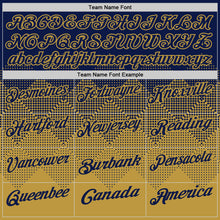 Load image into Gallery viewer, Custom Navy Old Gold 3D Gradient Square Shape Performance Polo Shirt
