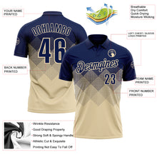 Load image into Gallery viewer, Custom Navy Cream 3D Gradient Square Shape Performance Polo Shirt
