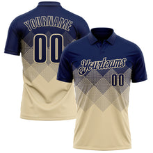 Load image into Gallery viewer, Custom Navy Cream 3D Gradient Square Shape Performance Polo Shirt
