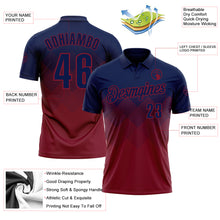 Load image into Gallery viewer, Custom Navy Crimson 3D Gradient Square Shape Performance Polo Shirt
