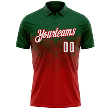 Load image into Gallery viewer, Custom Green White-Red 3D Gradient Square Shape Performance Polo Shirt
