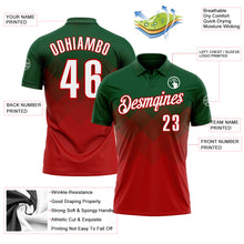 Load image into Gallery viewer, Custom Green White-Red 3D Gradient Square Shape Performance Polo Shirt
