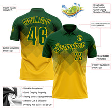 Load image into Gallery viewer, Custom Green Yellow 3D Gradient Square Shape Performance Polo Shirt

