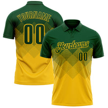 Load image into Gallery viewer, Custom Green Yellow 3D Gradient Square Shape Performance Polo Shirt
