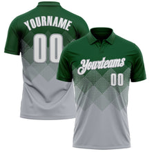 Load image into Gallery viewer, Custom Green White-Gray 3D Gradient Square Shape Performance Polo Shirt
