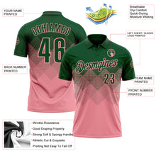 Load image into Gallery viewer, Custom Green Medium Pink 3D Gradient Square Shape Performance Polo Shirt
