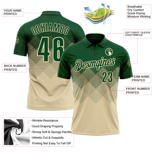 Custom Green Cream 3D Gradient Square Shape Performance Polo Shirt